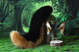 Faux fur wolf ear and tail alsatian wolf dog cosplay german shepherd dog tail and ear shiba Inu dog ears and tail therian puppy kemonomimi