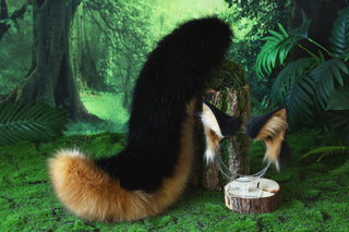 Faux fur wolf ear and tail alsatian wolf dog cosplay german shepherd dog tail and ear shiba Inu dog ears and tail therian puppy kemonomimi