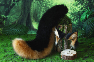 Faux fur wolf ear and tail alsatian wolf dog cosplay german shepherd dog tail and ear shiba Inu dog ears and tail therian puppy kemonomimi