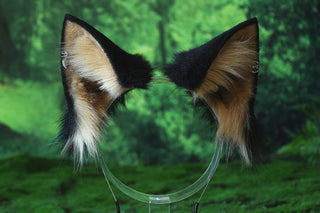 Faux fur wolf ear and tail alsatian wolf dog cosplay german shepherd dog tail and ear shiba Inu dog ears and tail therian puppy kemonomimi