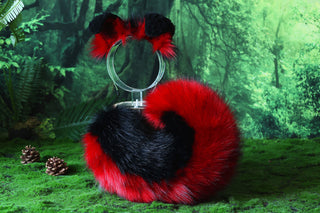Black red shepherd dog tail and ear set Shiba Inu dog ear and tail animal cosplay petplay puppy ear and tail plug set kemonomimi puppy therian