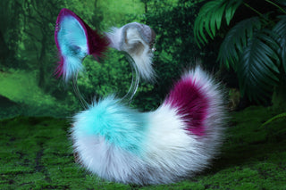Faux fur shepherd dog tail and ear set Shiba Inu dog ear and tail plug anime cosplay therian puppy ear tail puppy kemonomimi furry puppy girl