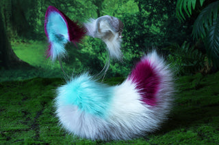 Faux fur shepherd dog tail and ear set Shiba Inu dog ear and tail plug anime cosplay therian puppy ear tail puppy kemonomimi furry puppy girl