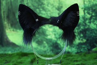 Black faux fur shepherd dog tail and ear set Shiba Inu dog ear and tail anime cosplay therian puppy ear and tail puppy girl kemonomimi boy