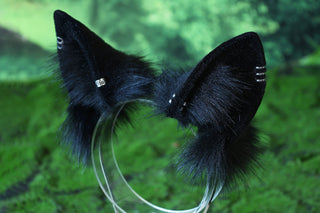 Black faux fur shepherd dog tail and ear set Shiba Inu dog ear and tail anime cosplay therian puppy ear and tail puppy girl kemonomimi boy