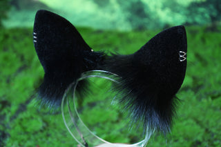 Black faux fur shepherd dog tail and ear set Shiba Inu dog ear and tail anime cosplay therian puppy ear and tail puppy girl kemonomimi boy