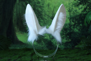 White bunny ear and tail plug set bendable faux fur bunny ear cosplay rabbit ear and tail neko ear petplay ear bunny play anime cosplay