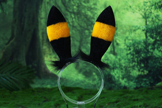 MTO Shiny Umbreon Ears and Tail Faux Fur Yellow Black Pokemon Umbreon Costume Ear And Tail Birthday Halloween gifts Christmas  Anime Cosplay