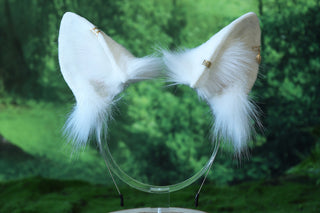 White faux fur shepherd dog tail and ear set Shiba Inu dog ear and tail anime cosplay therian puppy ear and tail puppy girl kemonomimi boy