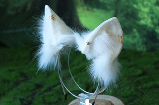 White faux fur shepherd dog tail and ear set Shiba Inu dog ear and tail anime cosplay therian puppy ear and tail puppy girl kemonomimi boy