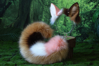 Faux fur shepherd dog tail and ear shiba Inu dog ear and tail anime cosplay therian puppy ear and tail puppy girl kemonomimi puppy play