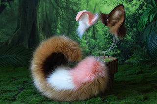 Faux fur shepherd dog tail and ear shiba Inu dog ear and tail anime cosplay therian puppy ear and tail puppy girl kemonomimi puppy play