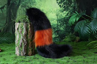 MTO Shiny Umbreon Ears and Tail Faux Fur Orange Black Pokemon Umbreon Costume Ear And Tail Birthday Halloween gifts Christmas Anime Cosplay