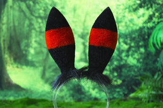 MTO Shiny Umbreon Ears and Tail Faux Fur Orange Black Pokemon Umbreon Costume Ear And Tail Birthday Halloween gifts Christmas Anime Cosplay