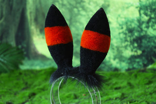 MTO Shiny Umbreon Ears and Tail Faux Fur Orange Black Pokemon Umbreon Costume Ear And Tail Birthday Halloween gifts Christmas Anime Cosplay