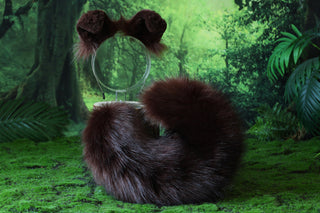 Dark brown shepherd dog tail and ear set Shiba Inu dog ear and tail plug set dog tail animal cosplay petplay puppy ear and tail set puppy kemonomimi