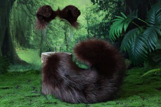 Dark brown shepherd dog tail and ear set Shiba Inu dog ear and tail plug set dog tail animal cosplay petplay puppy ear and tail set puppy kemonomimi