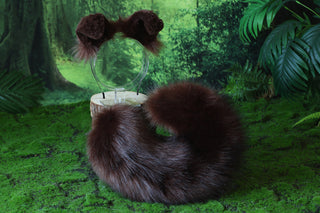 Dark brown shepherd dog tail and ear set Shiba Inu dog ear and tail plug set dog tail animal cosplay petplay puppy ear and tail set puppy kemonomimi