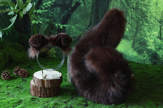 Brown puppy ear and tail butt plug puppy kemonomimi faux fur shepherd dog tail and ear Shiba Inu dog ear and tail set animal cosplay puppy play