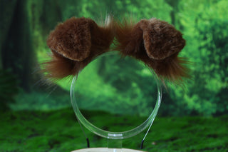 Brown faux fur shepherd dog tail and ear set Shiba Inu dog ear and tail furry anime cosplay therian puppy ear and tail puppy kemonomimi dog