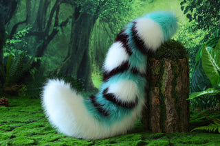 Realistic faux fur wolf ear and tail plug set light green splicing fox ear and tail anime cosplay cat ear and tail kitten therian fox tail kemonomimi