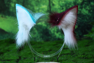 Realistic faux fur wolf ear and tail plug set light green splicing fox ear and tail anime cosplay cat ear and tail kitten therian fox tail kemonomimi