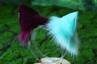 Realistic faux fur wolf ear and tail plug set light green splicing fox ear and tail anime cosplay cat ear and tail kitten therian fox tail kemonomimi
