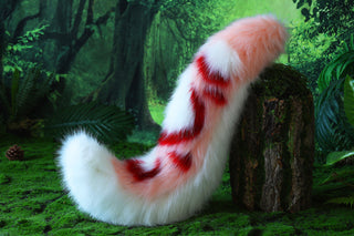 Realistic faux fur wolf ear and tail set pink splicing fox ear and tail anime cosplay cat ear and tail kitten therian fox tail kemonomimi