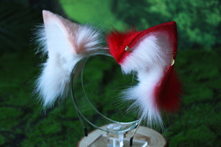 Realistic faux fur wolf ear and tail set pink splicing fox ear and tail anime cosplay cat ear and tail kitten therian fox tail kemonomimi