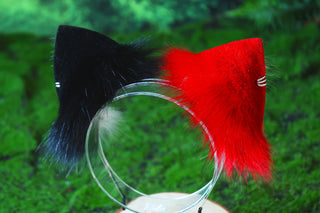 Faux fur cat tail and ear red white black kitten ear and tail anime cosplay therian fox ear and tail wolf ear and tail cat kemonomimi