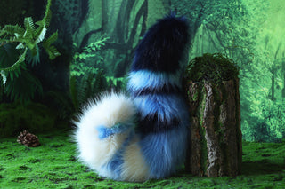 Blue white faux fur cat tail and ear set kitten ear and tail anime cosplay therian fox ear and tail wolf ear and tail cat kemonomimi kitten