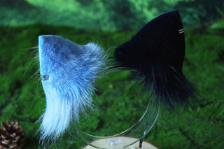 Blue white faux fur cat tail and ear set kitten ear and tail anime cosplay therian fox ear and tail wolf ear and tail cat kemonomimi kitten