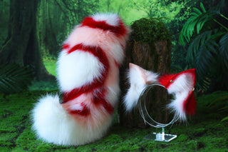Fluffy faux fur cat ear and tail kitten ears and tail kittenplay anime cosplay kitty ear and tail short kitten tail kemonomimi cat therian