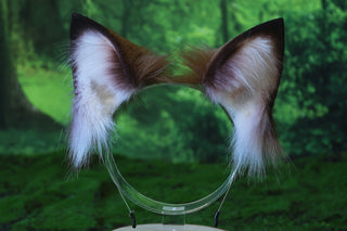 Faux fur ocelot cat ears and tail brown leopard cat tail and ears wildcat  tail and ear therian anime cosplay kitten ear and tail kemonomimi