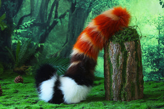 Faux fur cat ears and tail brown stripes kitten tail and ears curved lynx cat tail and ear therian anime cosplay kitten kemonomimi role play