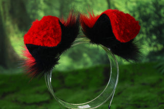 Red black shepherd dog tail and ear set Shiba Inu dog ear and tail animal cosplay petplay puppy ear and tail plug set kemonomimi puppy therian