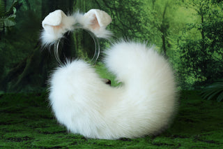 White shepherd dog tail and ear set faux fur shiba Inu dog ear and tail anime cosplay therian puppy ear and tail butt plug puppy girl kemonomimi