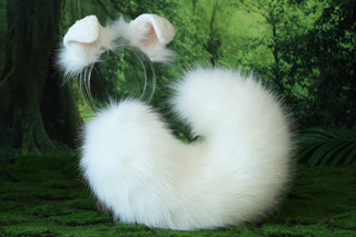 White shepherd dog tail and ear set faux fur shiba Inu dog ear and tail anime cosplay therian puppy ear and tail butt plug puppy girl kemonomimi