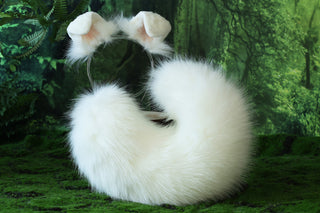 White shepherd dog tail and ear set faux fur shiba Inu dog ear and tail anime cosplay therian puppy ear and tail butt plug puppy girl kemonomimi
