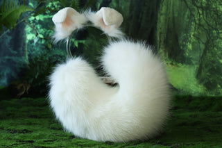 White shepherd dog tail and ear set faux fur shiba Inu dog ear and tail anime cosplay therian puppy ear and tail butt plug puppy girl kemonomimi