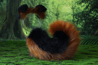 Black brown shepherd dog tail and ear set faux fur shiba Inu dog ear and tail anime cosplay therian puppy ear and tail butt plug puppy girl kemonomimi