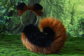 Black brown shepherd dog tail and ear set faux fur shiba Inu dog ear and tail anime cosplay therian puppy ear and tail butt plug puppy girl kemonomimi