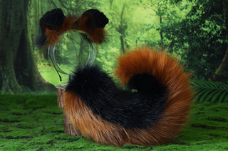 Black brown shepherd dog tail and ear set faux fur shiba Inu dog ear and tail anime cosplay therian puppy ear and tail butt plug puppy girl kemonomimi