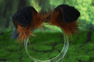 Black brown shepherd dog tail and ear set faux fur shiba Inu dog ear and tail anime cosplay therian puppy ear and tail butt plug puppy girl kemonomimi