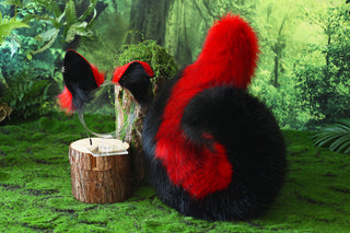 Red black faux fur shepherd dog tail and ear set Shiba Inu dog ear and tail anime cosplay therian puppy ear and tail puppy girl kemonomimi