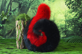 Red black faux fur shepherd dog tail and ear set Shiba Inu dog ear and tail anime cosplay therian puppy ear and tail puppy girl kemonomimi