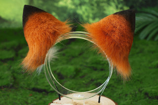 Brown white faux fur fox ear and tail butt plug wolf tail and ear cat tail and ear kitten ear and tail anime cosplay fox kemonomimi wolf therian petplay