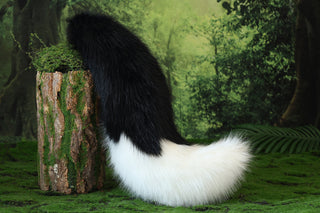 Black white faux fur fox ear and tail butt plug wolf tail and ear cat tail and ear kitten ear and tail anime cosplay fox kemonomimi wolf therian petplay