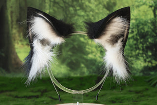 Black white faux fur fox ear and tail butt plug wolf tail and ear cat tail and ear kitten ear and tail anime cosplay fox kemonomimi wolf therian petplay