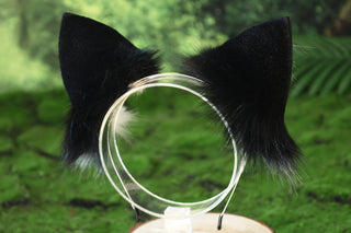 Black white faux fur fox ear and tail butt plug wolf tail and ear cat tail and ear kitten ear and tail anime cosplay fox kemonomimi wolf therian petplay